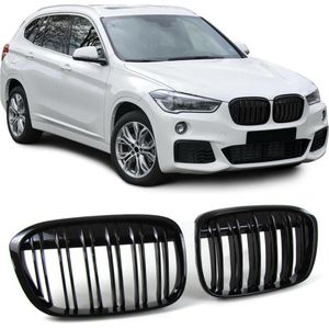 Sport Grill Nieren Bmw X1 F48 Glans Zwart M Look Styling Dubbele Spijl 1.8 2.0 2.5 3.0 3.5