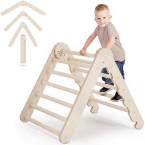 Klimboog Hout - Pikler Driehoek - Klimrek - Speeltoestel Buiten - Rekstok - Kinderspeelgoed 2 Jaar en Ouder