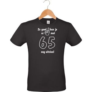 mijncadeautje - T-shirt unisex - zwart - Zo goed kun je er uitzien met  65 jaar - maat M