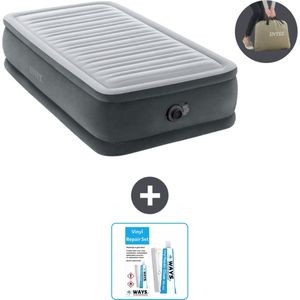 Intex Luchtbed - 1-Persoons - 99 x 191 x 46 cm - Grijs - Inclusief pomp - Reparatieset