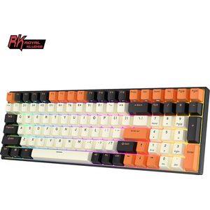 Royal Kludge RK100 - RGB Mechanisch Gaming Toetsenbord - Draadloos - Met Numberpad - USB C - Bluetooth - 2.4Ghz Adapter - Anti Ghosting - Zwart & Oranje - Blue Switch