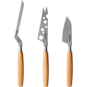 Boska Kaasmessenset Amigo – Kaasmesjes - Set van 3 – Voor Elke Kaassoort – Non-stick – Ergonomisch – RVS en Beukenhout