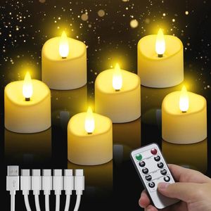 Oplaadbare Vlamloze LED-Theelichtjes met Timer en Afstandsbediening - Set van 6 voor Feesten en Decoratie