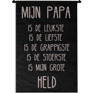 Wandkleed Vaderdag - Vaderdag cadeau / vaderdaggeschenk met lieve tekst - Mijn papa Wandkleed katoen 60x90 cm - Wandtapijt met foto