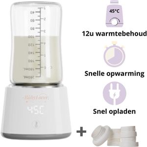 Babylover™ Draagbare Flessenwarmer voor onderweg - Draadloze Flessenverwarmer incl 5 adapters- Compatibel met o.a. Dr. Brown, Philips Avent, MAM - Oplaadbaar