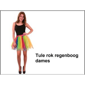 Rokje tule regenboog strepen - Festival disco thema feest party fun