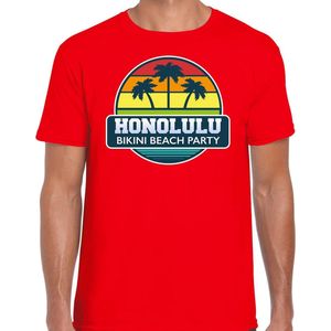 Honolulu zomer t-shirt / shirt Honolulu bikini beach party voor heren - rood - Honolulu beach party outfit / vakantie kleding /  strandfeest shirt S
