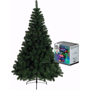 Kerstboom H240 cm - met kerstverlichting - gekleurd - 36 m - 480 leds