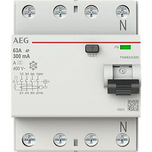 AEG aardlekschakelaar 4-polig 63A 300mA type A (FN463/A300)