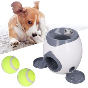 Automatische ballenwerper voor honden - Hondenspeelgoed - 2 ballen gratis - Met 2 voerbakken - Grijs