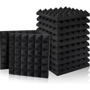 12 Pack Akoestische Schuim Panelen Geluidsabsorptie Piramide Behandeling - Set Studio Wedge Tegels Wandpanelen 2"" X 12"" X 12