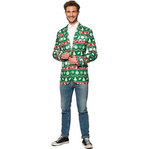 Suitmeister Christmas Green Nordic Jacket - Heren jasje - Groen - Kerstblazer - Maat S