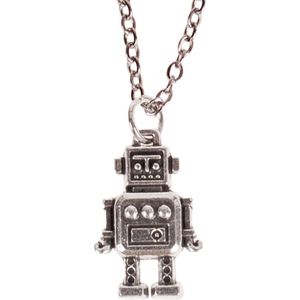 Ketting 55cm - Hangertje Robot zilverkleurig 2cm