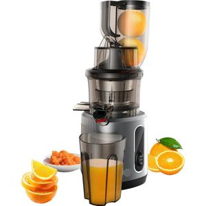 Slow Juicer - Koude Pers - Slow Juicer - met 75mm toevoergoot - 200W - 40-65RPM - Krachtige Motor - Slow Masticating Juice Extractor - Past op Hele Vruchten - Grijs