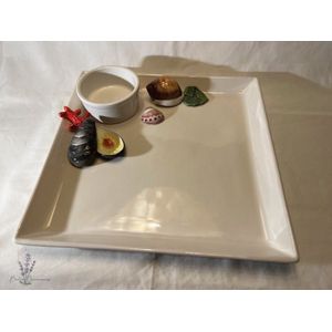 BellaCeramics 1872 | vierkant bord met kommetje | schaal kom zee | schelpen | Italië - Italiaans keramiek servies | 32 cm h 7,5 cm