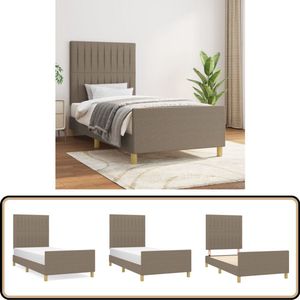 vidaXL Bedframe 90x190 cm - Taupe Stof Bed Frame - Slaapcomfort - Hoofdeinde - Taupecalor - Tweepersoonsbed