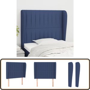 vidaXL Hoofdbord met randen - 93x23x118/128 cm - Blauw Hoofd Bord - Hoofdkussen - Beddecoratie - Slaapkamers - Klassiek Design