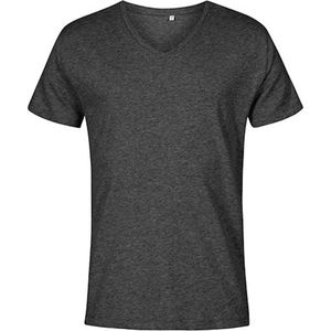 Men's T-shirt met V-hals en korte mouwen Heather Black - 3XL