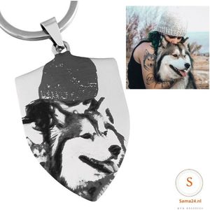 Gepersonaliseerde sleutelhanger Titanium met foto en tekst graveren - Sleutelhanger liefde - Moederdag cadeautje