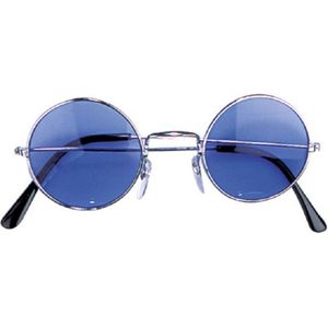 Widmann - Party zonnebril - Hippie Flower Power Sixties - ronde glazen - blauw
