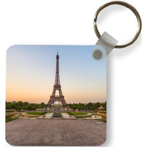 Sleutelhanger - Eiffeltoren bij zonsondergang - Plastic - Rond - Uitdeelcadeautjes