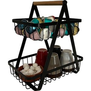 Chefs Cuisine Capsulehouder - Capsulehouder Nespresso - Capsulehouder Dolce Gusto - opbergmand - aanrecht organizer  – Zwart roestvrij staal