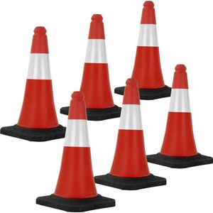 ECD Germany 6 verkeerskegels 51 cm, rood en wit, verkeerskegel met zware voet, verkeerskegel met witte reflecterende strepen, waarschuwingskegel waarschuwingskegel verkeerskegel markeringskegel
