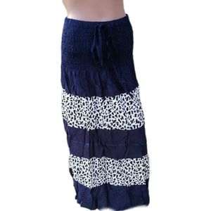 Dames - Rok - Zomerrok - Lang - Met Onderrok - Kleur Blauw/Wit - Maat 44t/m50