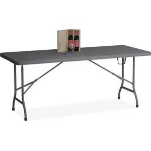 Relaxdays tuintafel - eettafel tuin - buitentafel - biertafel - klaptafel buiten - 180 cm - grijs