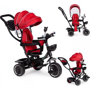 Ecotoys driewieler met duwstang - buggy - kinderwagen - rood - vanaf 12 maanden