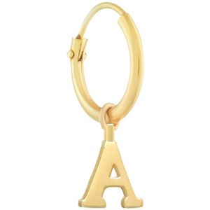 New Bling 9NBG-906A Gouden Oorring met Letterhangertje - Half Paar - 11mm Doorsnee - Letter A - 4mm - 14 Karaat - Goud