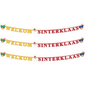 3x Letterslinger welkom Sinterklaas - 230 cm - Slingers - Letterbanners Sint en Piet