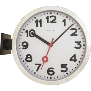 Wandklok NeXtime dia. 38 cm, aluminium/glas, wit NE-3217