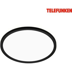 TELEFUNKEN- LED badkamer plafondlamp met tegenlicht, IP44 LED badkamerlamp, ultraplat, neutraal wit licht, zwart, 290x35 mm (DxH)