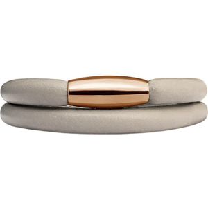 Quiges Aanschuif Charm Bedel Leren Armband met Magneetsluiting - Dames - RVS - 40cm