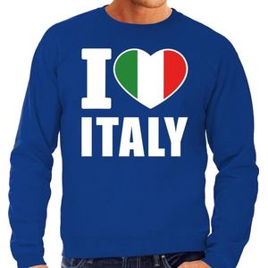 I love Italy supporter sweater / trui voor heren - blauw - Italie landen truien - Italiaanse fan kleding heren L