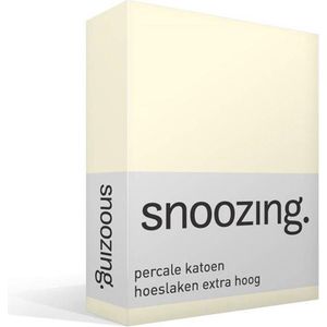 Snoozing - Hoeslaken - Extra hoog - Eenpersoons - 70x200 cm - Percale katoen - Ivoor