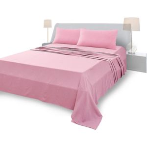 Beddenset voor een eenpersoonsbed van 100% katoen, eenpersoonsbed 180 x 200 cm, lakens 250 x 280 cm, 2 kussenslopen 50 x 80 cm - roze