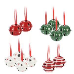 12x hangende decoratie voor Kerstmis - metalen bellen om op te hangen - decoratieve bellen van plaatstaal als hangers voor ramen, deuren en kerstbomen (groen wit rood)