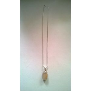 Gemstones-silver-natuursteen ketting zilver 925-hanger rozenkwarts 2,5 x 1,5 cm in zilver 925 16 g 50cm