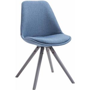 Bezoekersstoel Orlando - Eetkamerstoel - Blauwe stof - Grijze Poten - Set van 1 - Zithoogte 48 cm - Deluxe