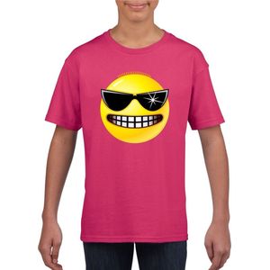 emoticon/ emoticon t-shirt stoer roze kinderen 158/164