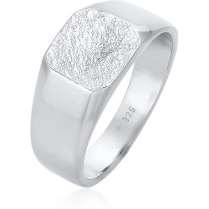 KUZZOI Heren Ring Heren zegel basis kwadraat mat structuur zwart in 925 sterling zilver