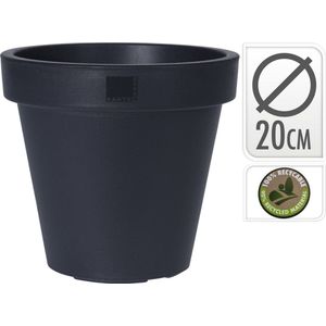 Oneiro Luxe Bloempot BLOEMPOT EK ROND DIA 20CM ANTRACIET – hotel chique - binnen ––– accessoires – tuin – decoratie – bloemen – mat – glans – industrieel - droogbloemen