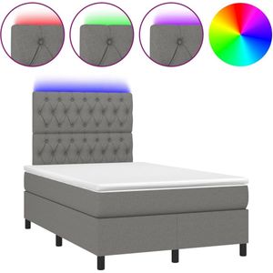 vidaXL-Boxspring-met-matras-en-LED-stof-donkergrijs-120x190-cm