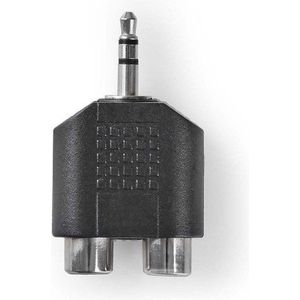 Stereo-Audioadapter -3.5mm jack Male naar 2x RCA (Tulp) Female - Per 1 stuks
