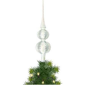 Piek/kerstboom topper - glas - H30 cm - zilver ijslak - Kerstversiering