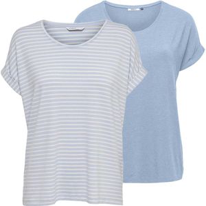 Only Dames T-Shirt MOSTER 2 PACK bequem Blauw L Ronde Hals Volwassenen Top Korte Mouw