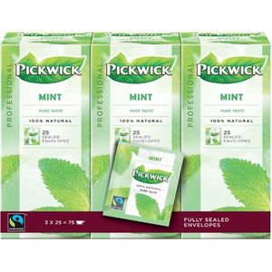 Pickwick Thee munt professioneel 25 zakjes à 1,5 gr per doosje, doos 4X3 doosjes