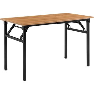 In And OutdoorMatch Eettafel Damon - Bureau - 120x60x75 - 76,4 cm - Opvouwbaar - Verstelbaar - Beuken en Zwart - Modern Design